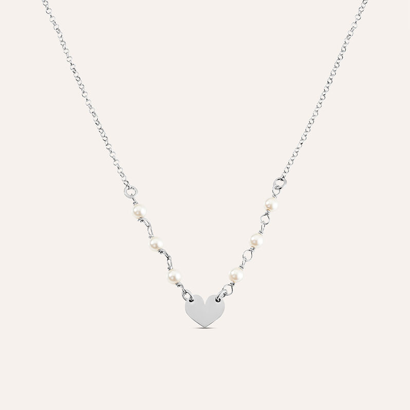 Collana Silver Pearls Argento Rodiato Perla sintentica - Spannringe Damen | OROVIVO