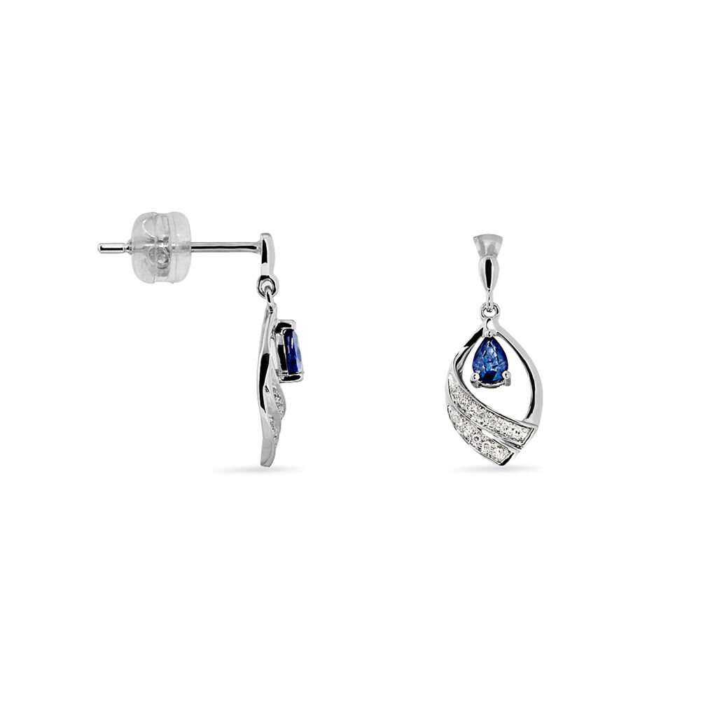 Boucles D'oreilles Puces Odila Or Blanc Saphir Et Diamant - Spannringe Damen | OROVIVO