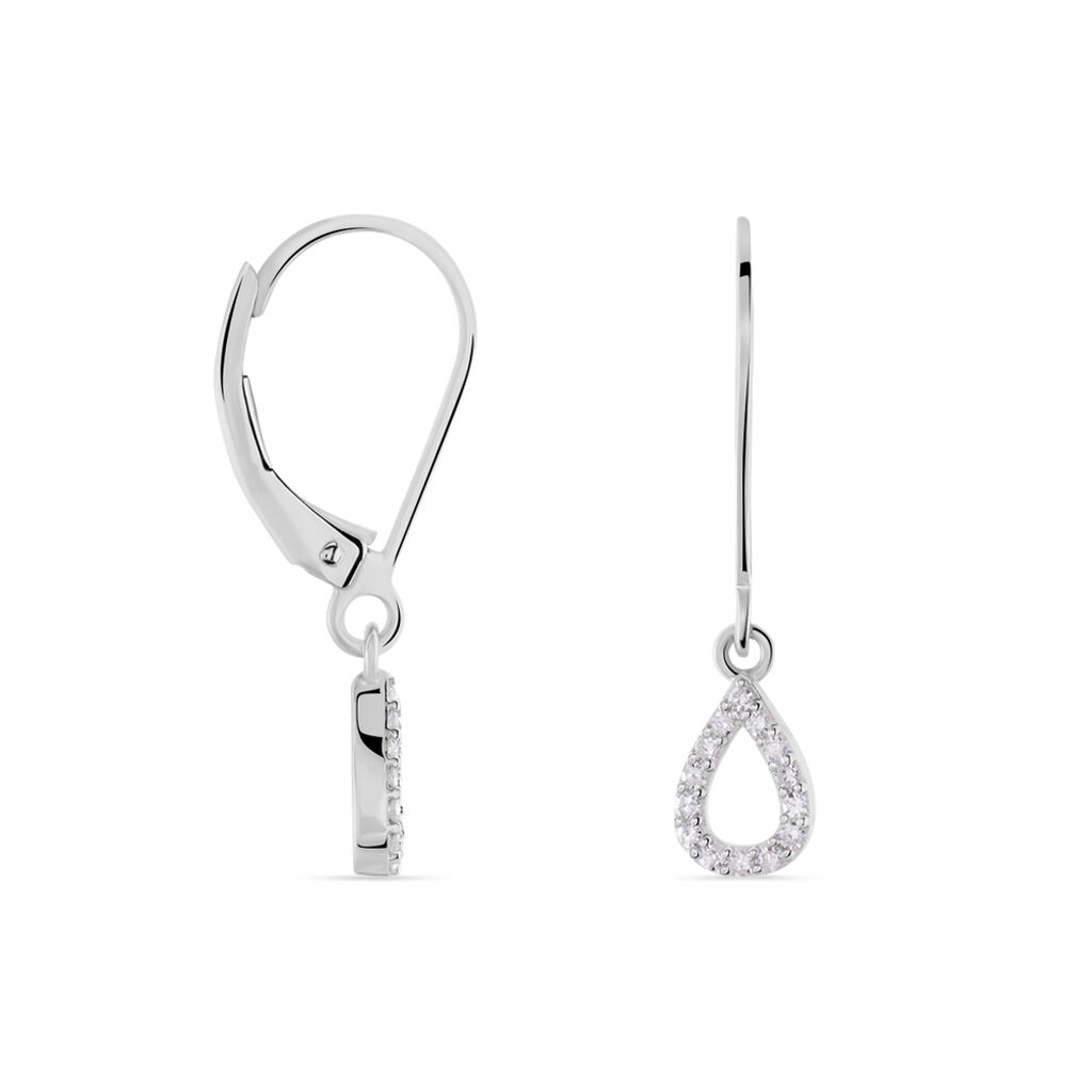 Boucles D'oreilles Pendantes Ursela Or Blanc Diamant - Spannringe Damen | OROVIVO
