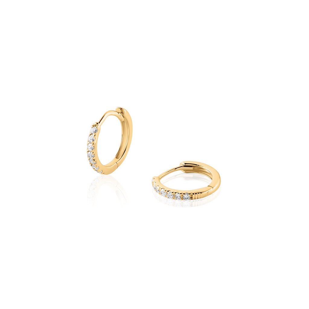 LUMIRA Damen Creolen Gold 585 (14 Karat) Synthetischer Diamant Weiß 0,15 ct - Creolen Damen | OROVIVO