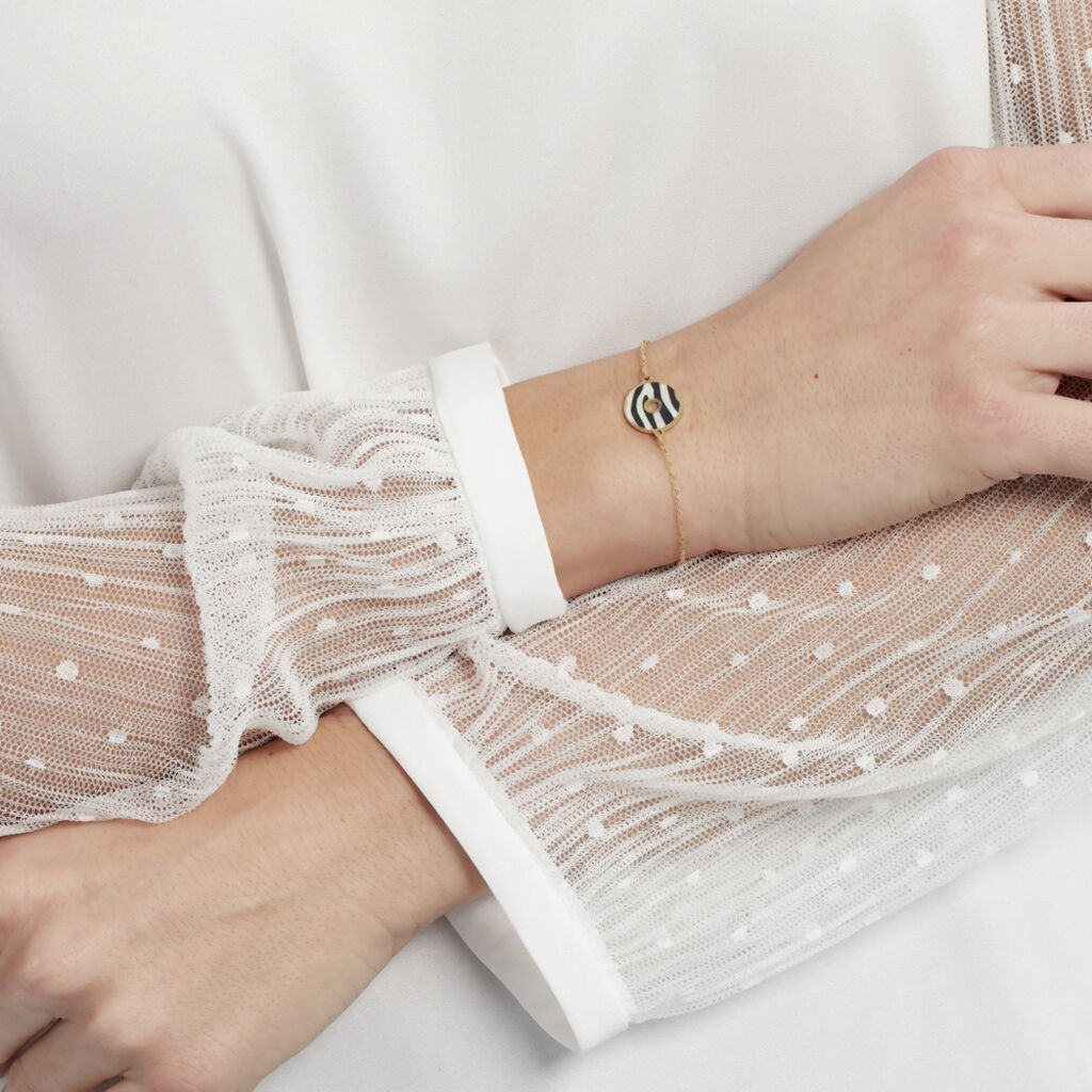 Bracelet Argent Dore Zengo Ronde Nacre Zebre - Spannringe Damen | OROVIVO