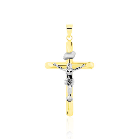 Kreuz Anhänger Gold 585 Bicolor Jesus Christus Nathan - Schmuckanhänger Unisex | OROVIVO