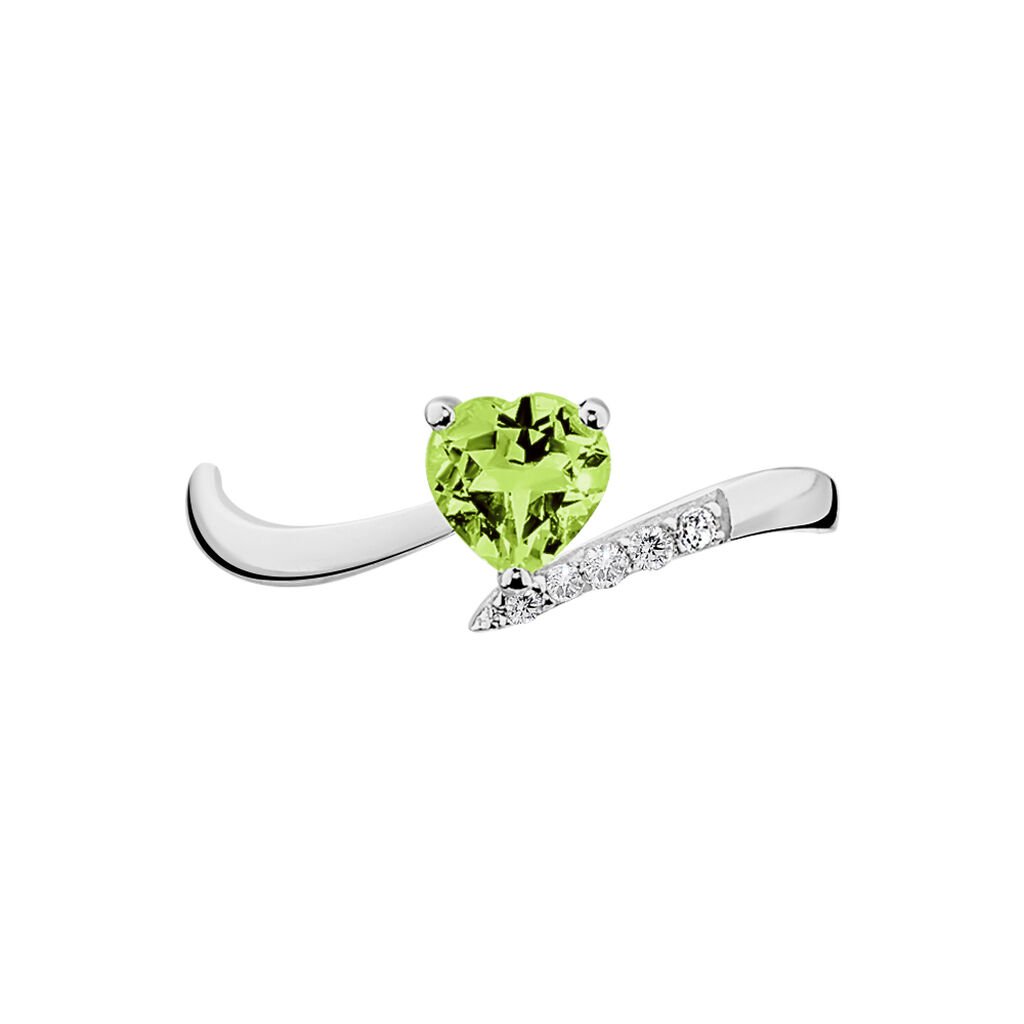 Bague Eva Or Blanc Péridot Et Diamant - Spannringe Damen | OROVIVO