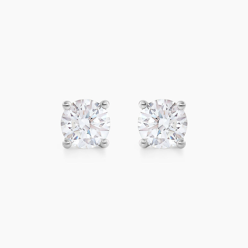 Boucles D'oreilles Puces Victoria Or Weiss Diamant - Spannringe Familie | OROVIVO