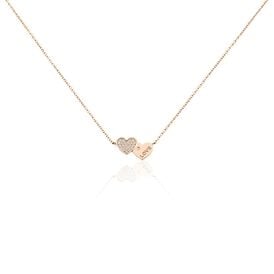 Damen Halskette Silber 925 Rosé vergoldet Zirkonia Herz Dory - Herzketten Damen | OROVIVO