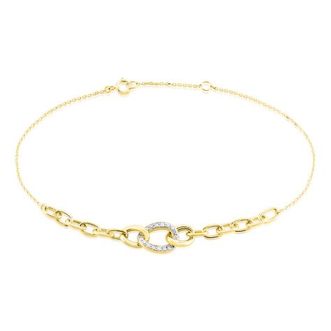 Damen Armband Gold Bicolor Gelb/Silber 375 Diamant 0,07ct Oval Pany 20cm - Armbänder mit Anhänger Damen | OROVIVO