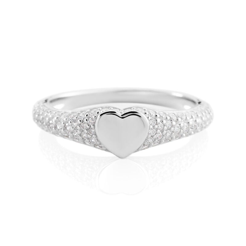 NOOR Damen Ring Silber 925 Zirkonia Wei&szlig; 0,14 ct Herz - Verlobungsringe Damen | OROVIVO