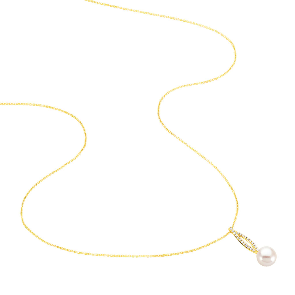 Damen Collier Gold 375 Zirkonia Mandel Tesnimae - Halsketten Damen | OROVIVO