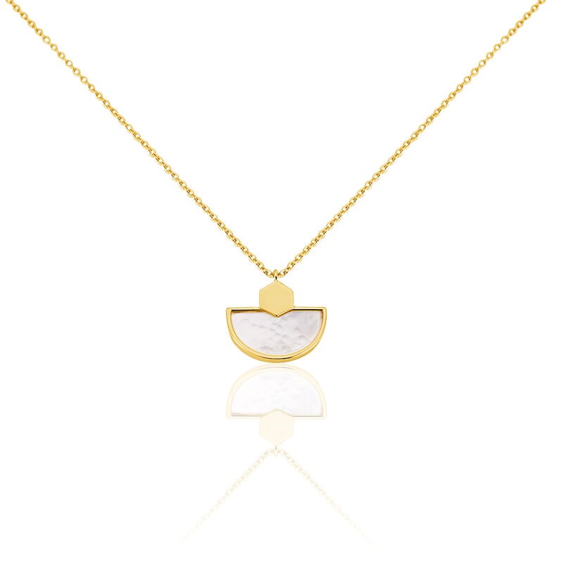 GINNY Damen Collier Silber vergoldet 925 Perlmutt Perlmutt Halbkreis - Halsketten Damen | OROVIVO