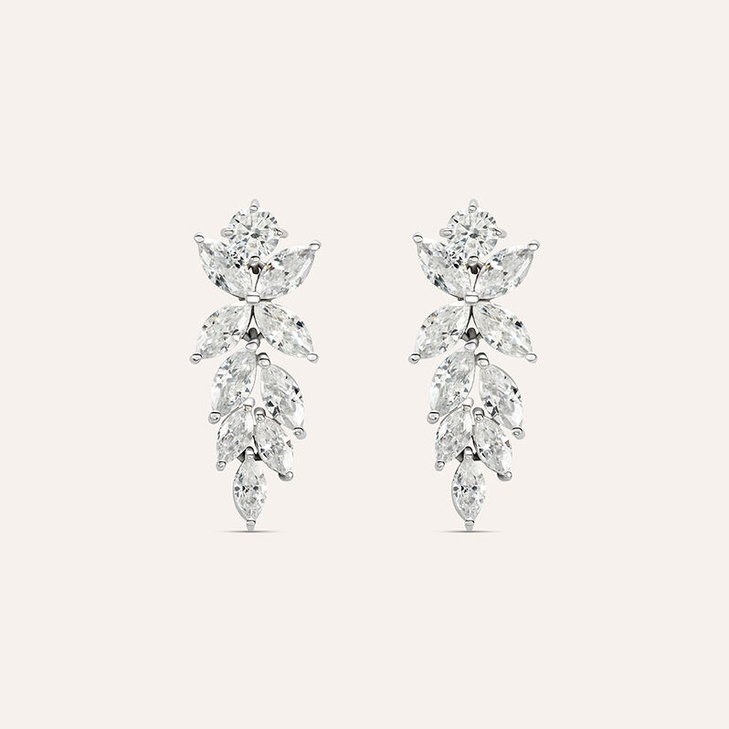 Orecchini Pendenti Claire Oro Bianco Cubic Zirconia - Spannringe Damen | OROVIVO