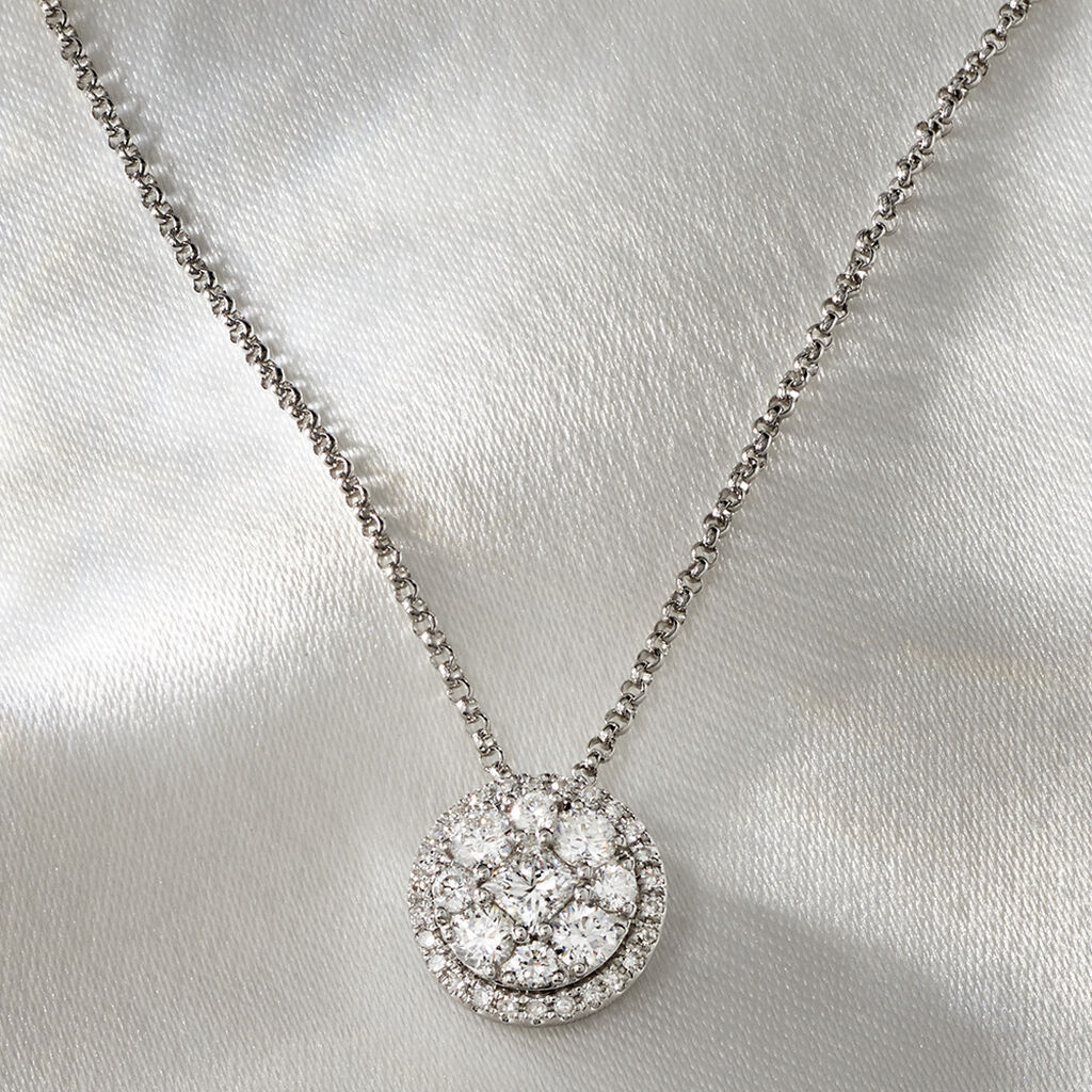 HALB Damen Collier Wei&szlig;gold 750 (18 Karat) Diamant Wei&szlig; 0,13 ct