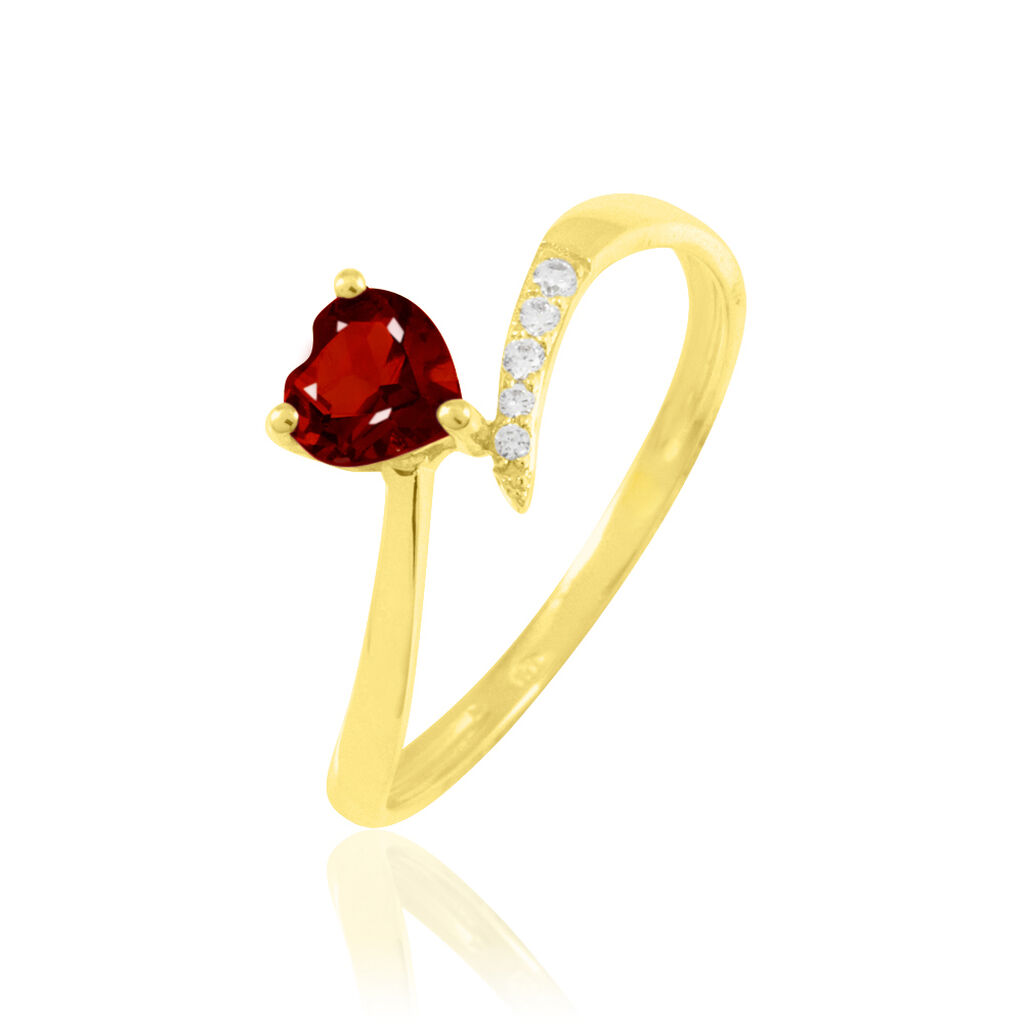 Bague Eva Or Jaune Grenat Et Diamant - Spannringe Damen | OROVIVO
