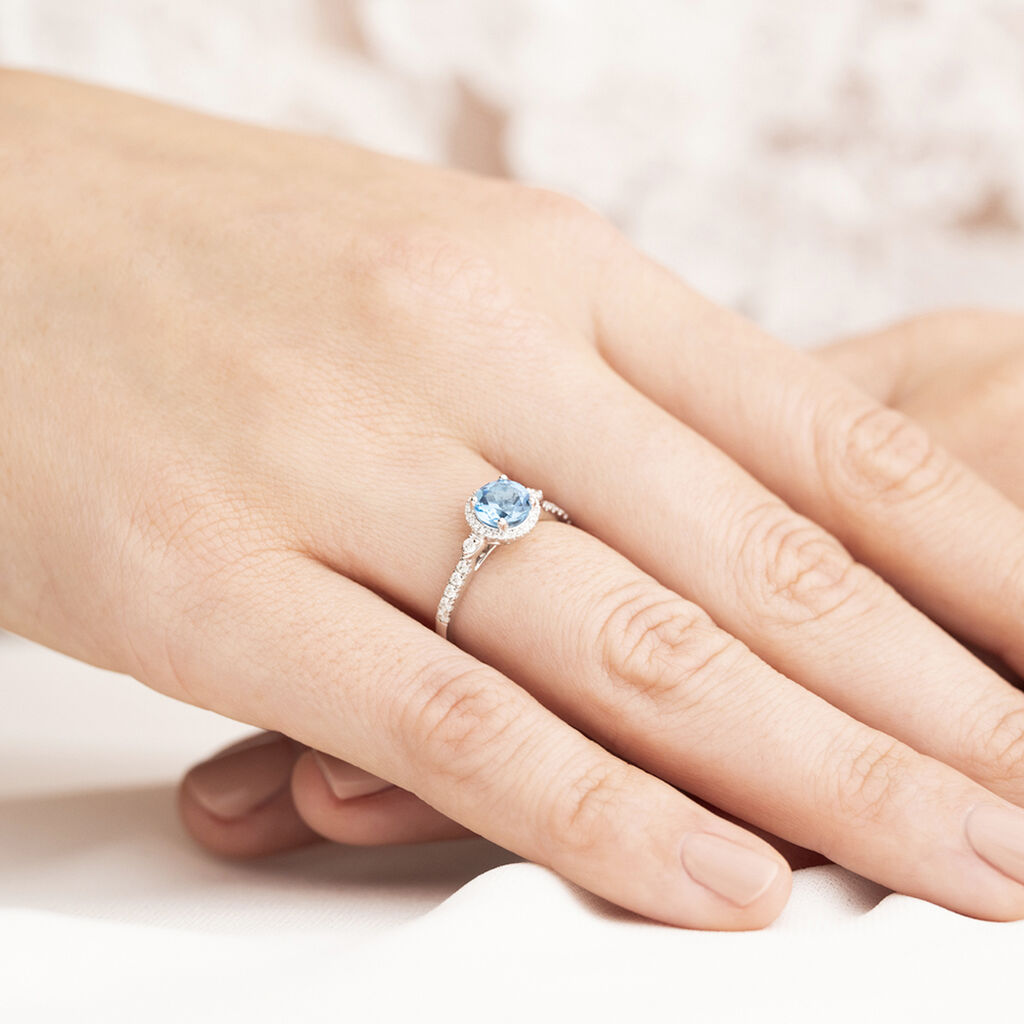 Damen Ring Weißgold 585 Topas Blau 1,07ct Feli  - Ringe mit Stein Damen | OROVIVO