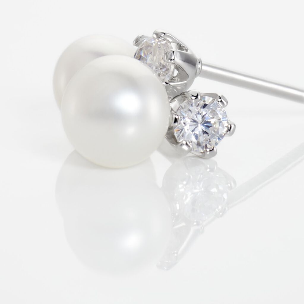 SEMKA Damen Ohrstecker Silber 925 Zuchtperle Wei&szlig; 2,41 ct