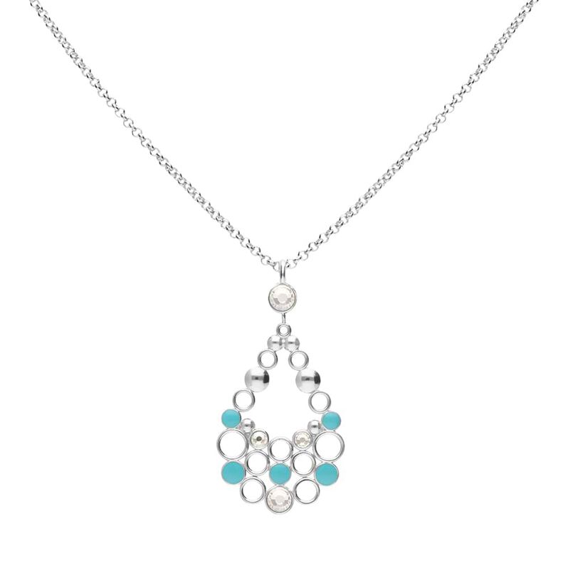 Collana lunga in ottone rodiato con cristalli e smalto azzurro - Spannringe Damen | OROVIVO