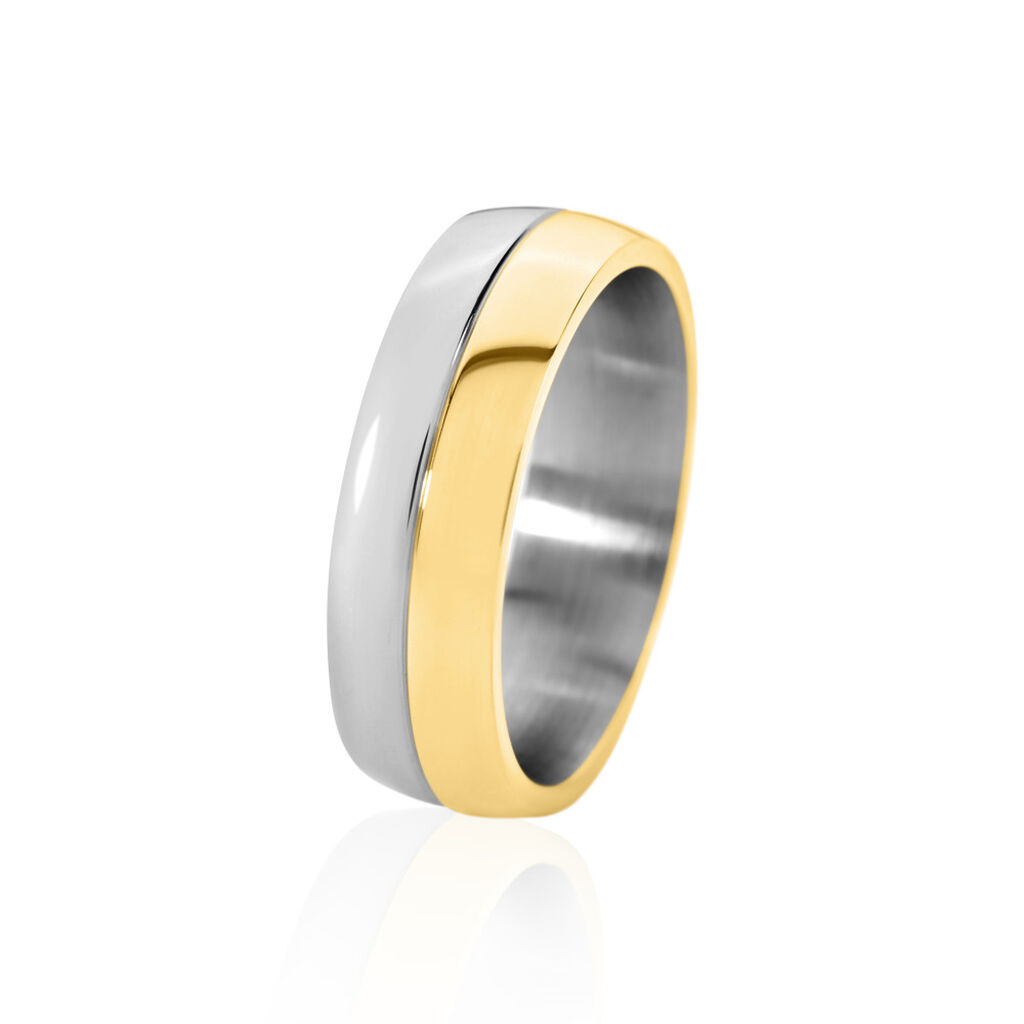 BOND Unisex Ring Edelstahl Bicolor Gold/Silber B 6 mm, Ring ohne Stein