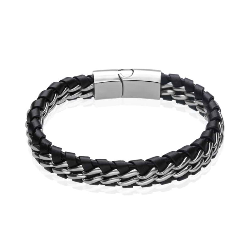 Bracciale in pelle e acciaio - Spannringe Herren | OROVIVO