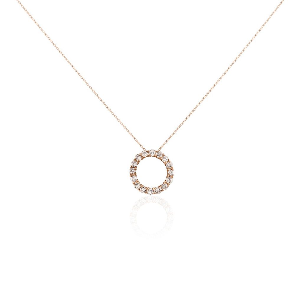 Damen Collier Silber rosevergoldet 925 Zirkonia Champagner Kreis Myriam 1,15mm - Halsketten Damen | OROVIVO