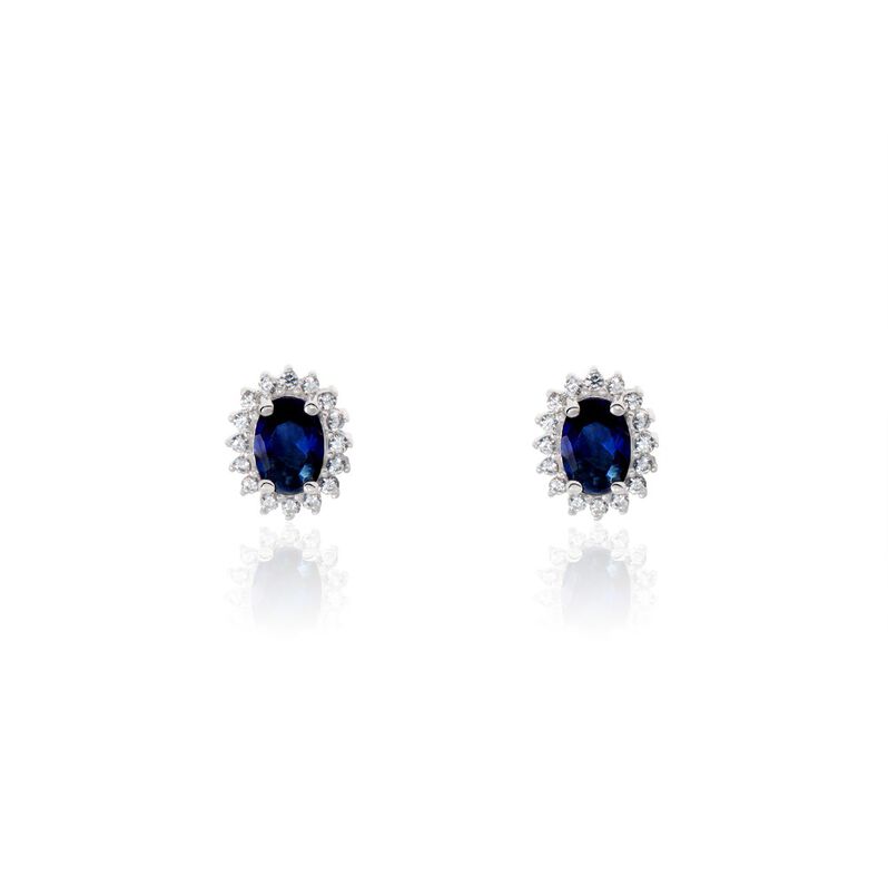 Damen Ohrstecker Silber Silber 925 Glas Blau Sinya  - Ohrstecker Damen | OROVIVO