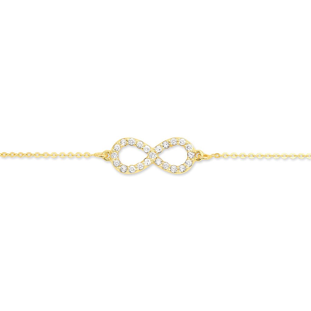KLOTHILDA Damen Armband Gold 375 (9 Karat) Zirkonia Wei&szlig; 0,05 ct Unendlichkeit