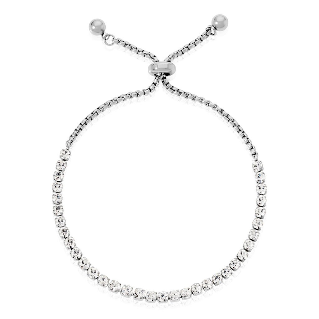 TUULI Damen Armband Edelstahl Kristall Wei&szlig; B 2 mm