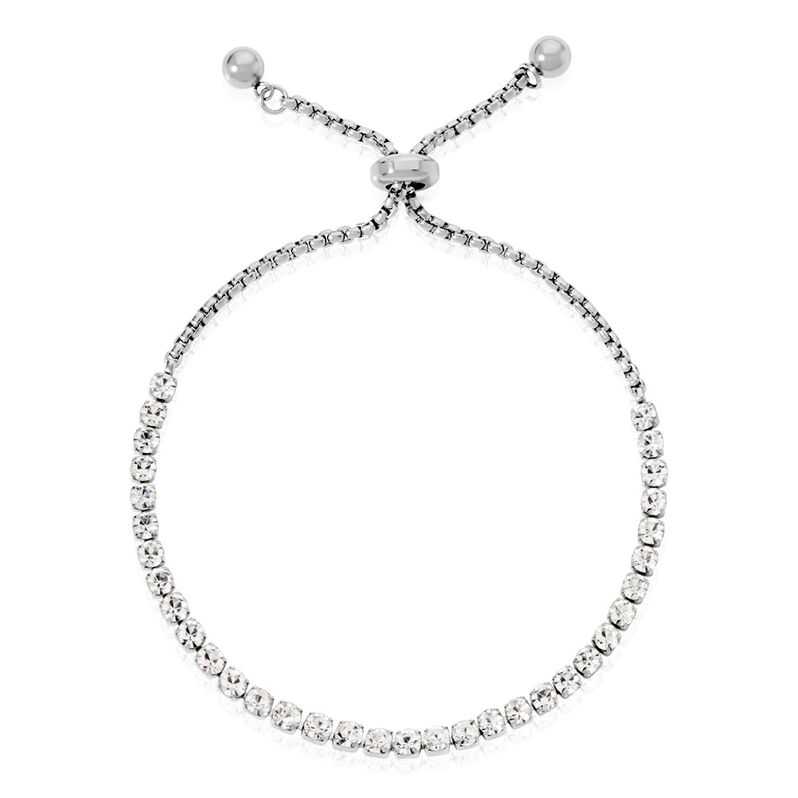 TUULI Damen Armband Edelstahl Kristall Wei&szlig; B 2 mm - Armb&auml;nder Damen | OROVIVO