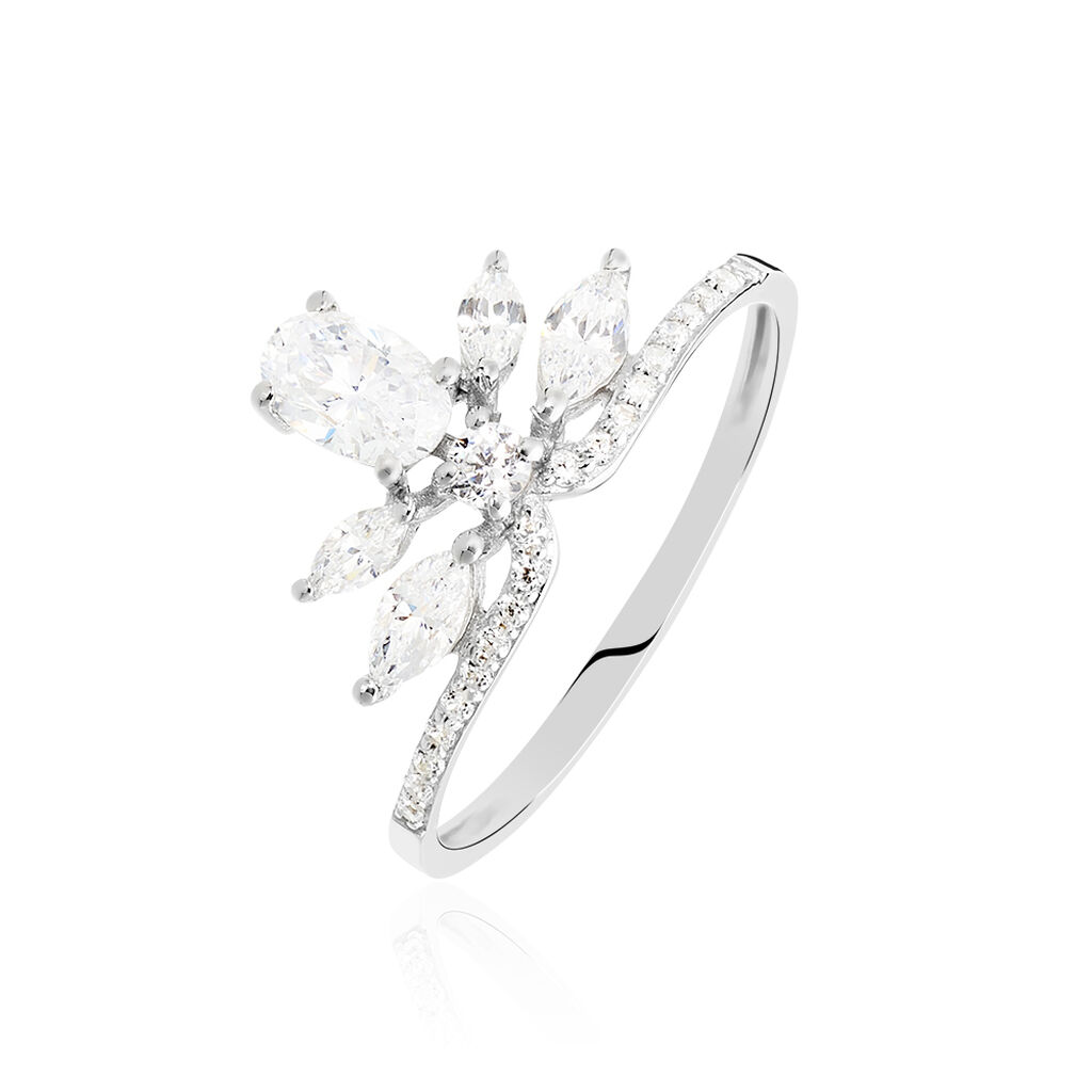 Damenring Weißgold 375 Zirkonia - Ringe mit Stein Damen | OROVIVO