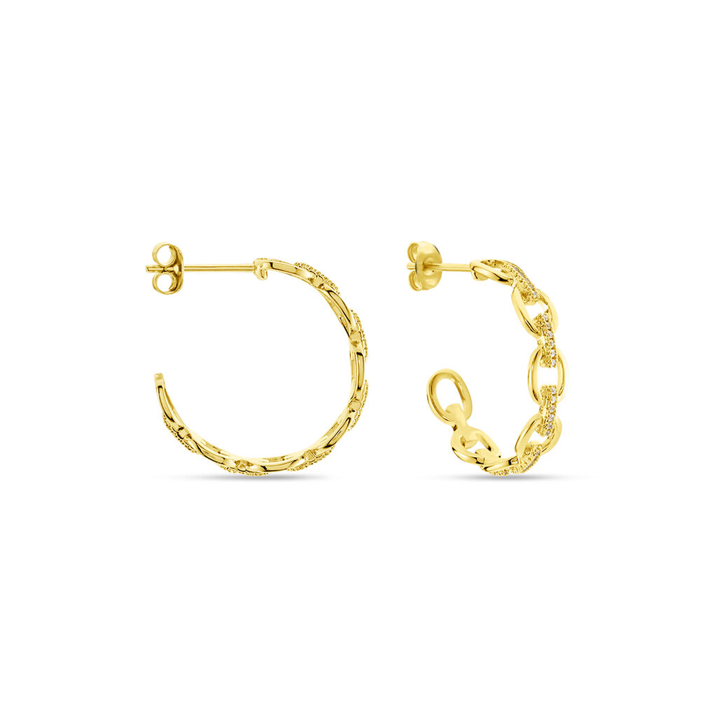 KETTY Damen Creolen Silber vergoldet 925 Zirkonia Wei&szlig; 0,3 ct B 49,9 mm