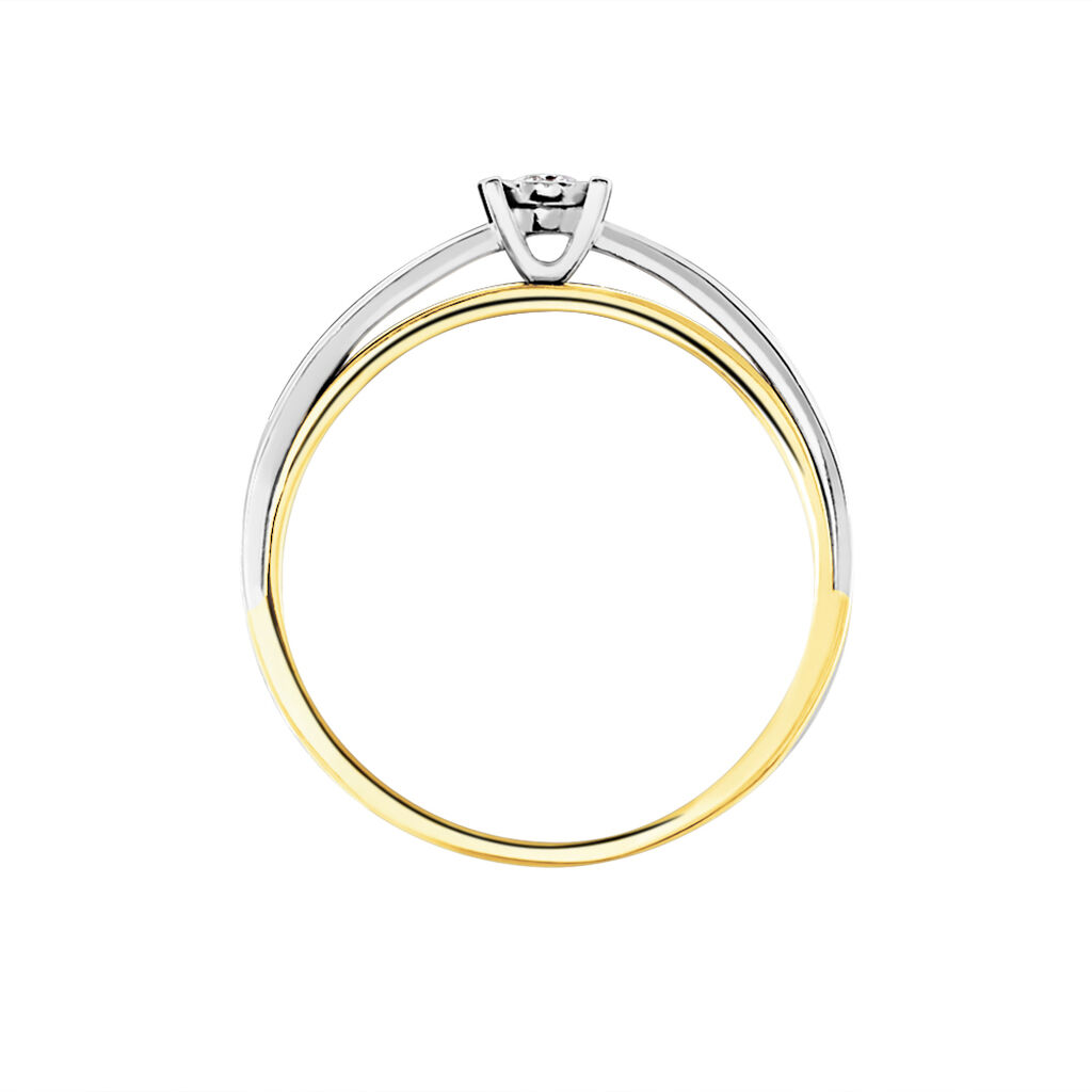 MICHAELA OV Damen Ring Gold Bicolor 375 (9 Karat) Diamant Wei&szlig; 0,04 ct B 2 mm
