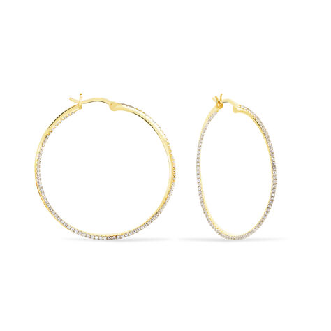 Damen Creolen Silber 925 Vergoldet Zirkonia - Creolen Damen | OROVIVO