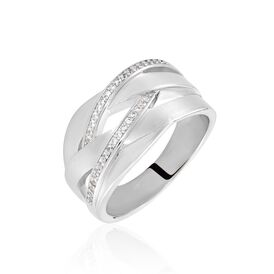 Damen Ring Silber 925 Zirkonia gekreuzt Breite 10mm - Ringe mit Stein Damen | OROVIVO