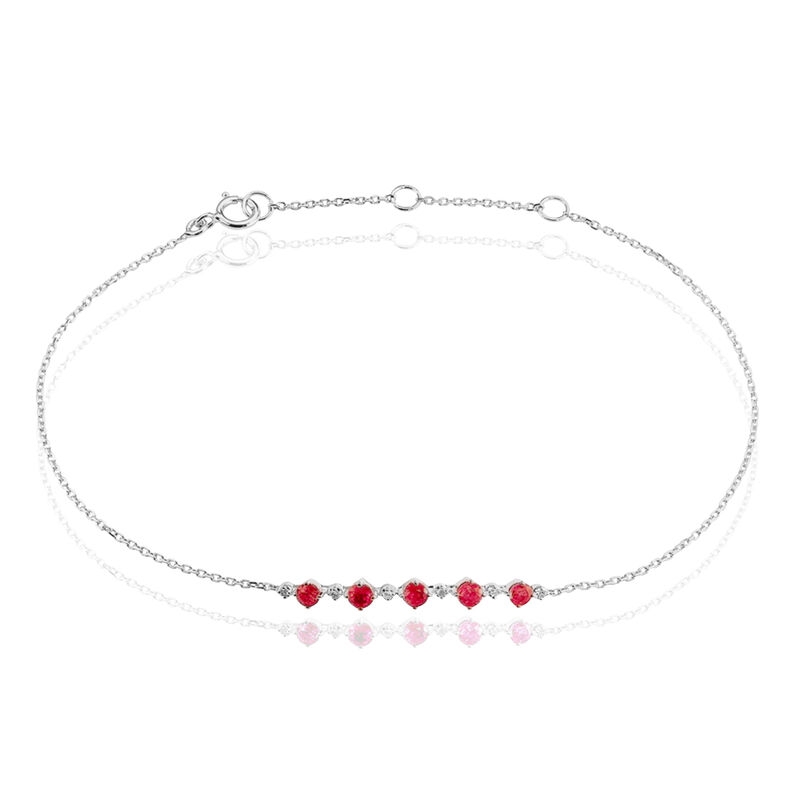 Bracelet Or Blanc Rubis Et Diamant - Spannringe Damen | OROVIVO