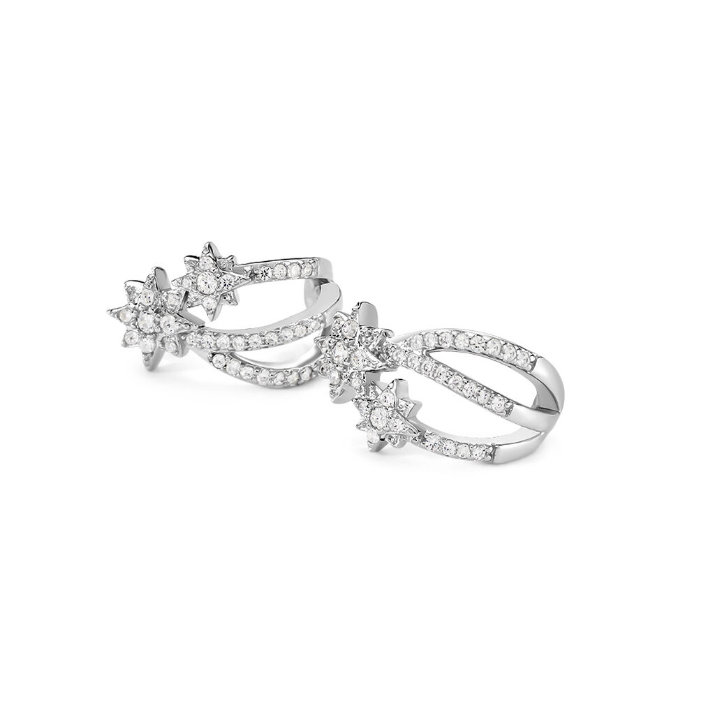 STELLINA Damen Creolen Silber 925 Zirkonia Wei&szlig; 0,08 ct Stern