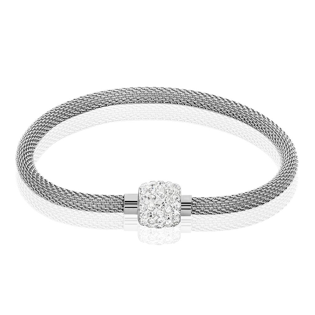 WELINA Damen Armband Edelstahl Strass Weiß, Armband mit Stein