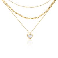 REBEKAH Damen Collier Edelstahl vergoldet Perlmutt Weiß Herz B 3,5 mm