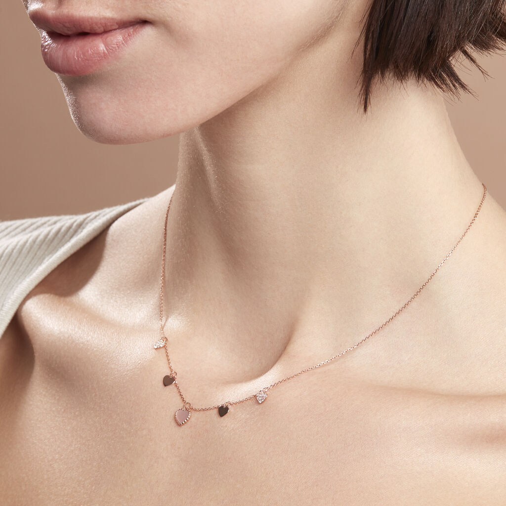Damen Collier Rosegold 375 Zirkonia Herz Rhea - Halsketten Damen | OROVIVO