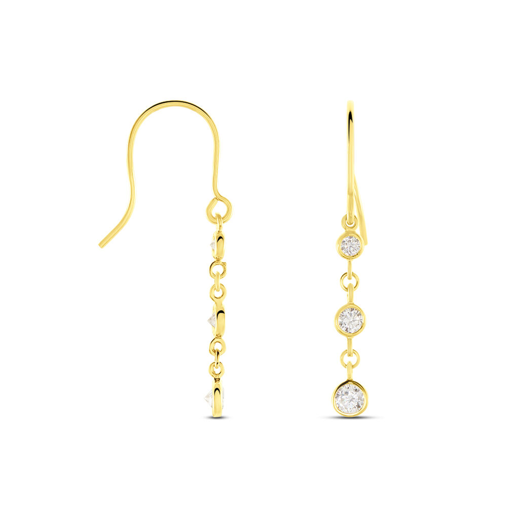 MERINA Damen Ohrringe Lang Gold 375 (9 Karat) Zirkonia Wei&szlig; 0,41 ct