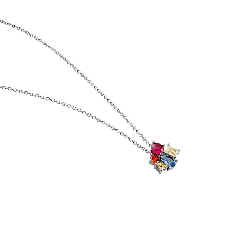 LAYLANI Damen Collier Silber Silber 925 Spinell Rot 0,13 ct Blume