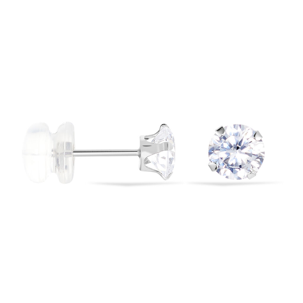 Damen Ohrstecker Weißgold 375 Zirkonia 5mm - Ohrstecker Damen | OROVIVO