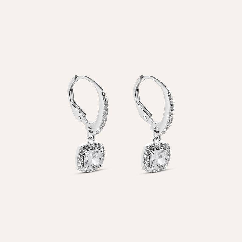 Orecchini Lobo Silver Elegance Argento Rodiato Cubic Zirconia - Spannringe Damen | OROVIVO