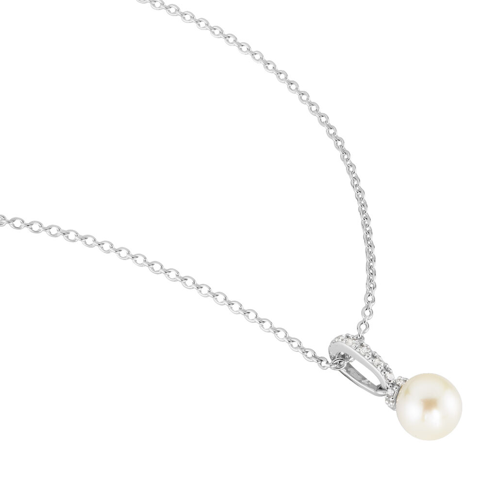 ANGELA Damen Collier Silber 925 Zuchtperle Perlmutt