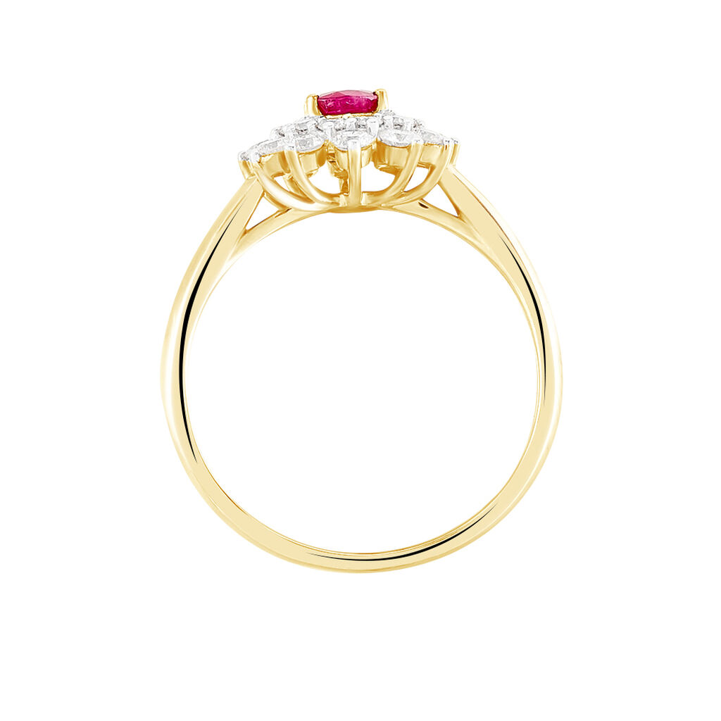 Bague Ivan Or Jaune Rubis Et Diamant - Spannringe Damen | OROVIVO