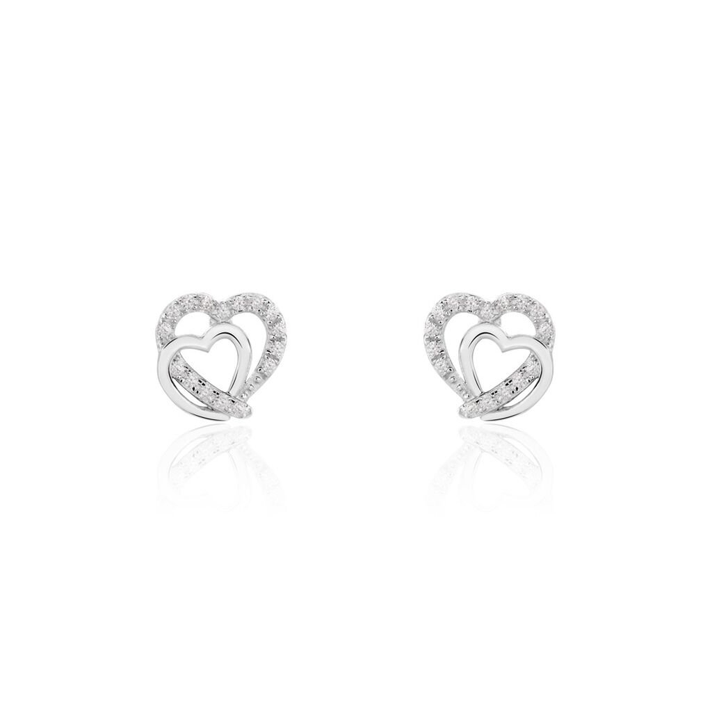 CECILIA Damen Ohrstecker Wei&szlig;gold 375 (9 Karat) Zirkonia Wei&szlig; 0,15 ct