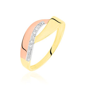 Damenring Gold 375 Tricolor Diamant 0,018ct - Ringe mit Edelsteinen Damen | OROVIVO
