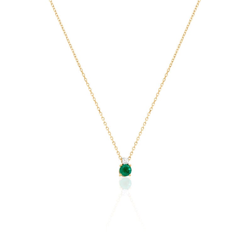 ELISABETH Damen Collier Gold 585 (14 Karat) Smaragd Gr&uuml;n 0,24 ct - Halsketten Damen | OROVIVO