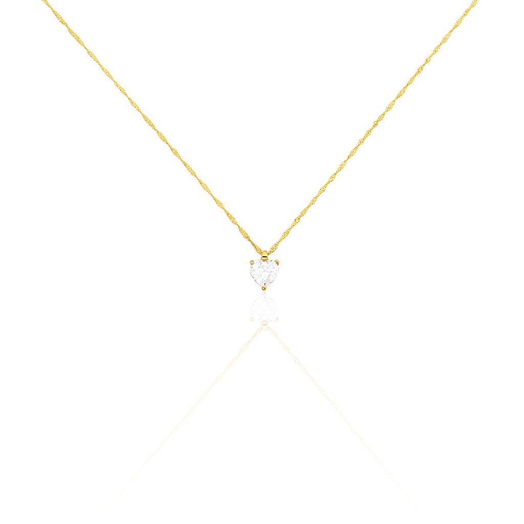 HERZ Damen Collier Gold 375 (9 Karat) Zirkonia Wei&szlig; 1,4 ct Herz
