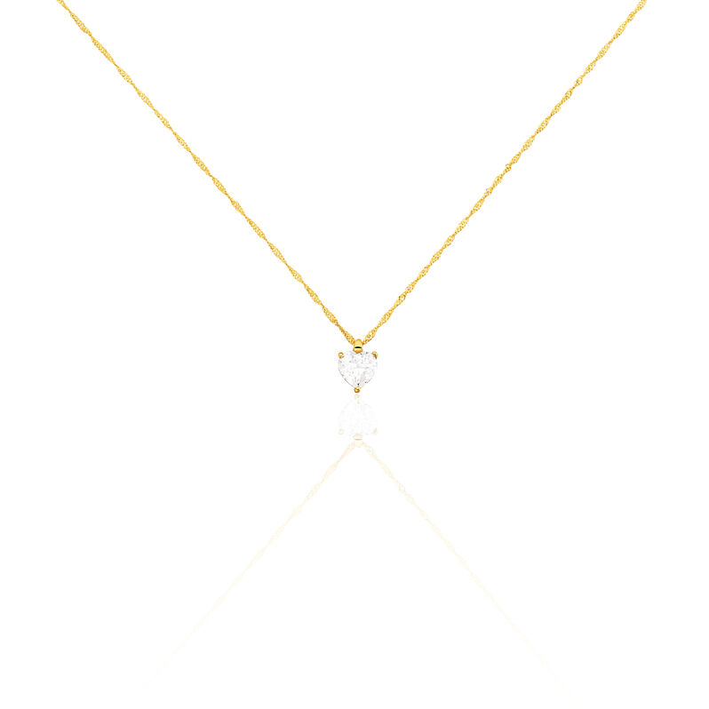 HERZ Damen Collier Gold 375 (9 Karat) Zirkonia Wei&szlig; 1,4 ct Herz - Halsketten Damen | OROVIVO