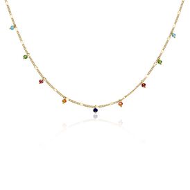 Damen Collier Silber vergoldet 925 Glasstein Multicolour Romana 1,10mm 45cm - Ketten mit Stein Damen | OROVIVO