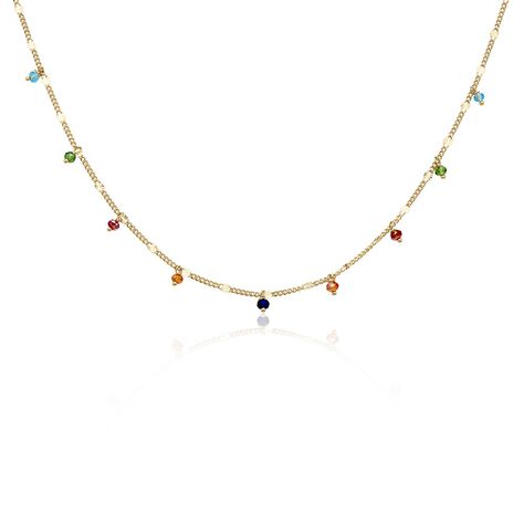 Damen Collier Silber vergoldet 925 Glasstein Multicolour Romana 1,10mm  - Halsketten Damen | OROVIVO