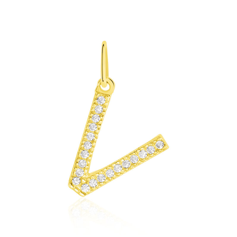 Anhänger Gold 375 Zirkonia Buchstabe V - Schmuckanhänger Damen | OROVIVO